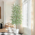 Bailikang 7FT Artificial Ficus Trees Indoor Faux Trees Indoor Fake Floor Plants Tall Artificial Tree with White Pot Faux Tree Fake Indoor Tree Silk Plants Artificial Trees for Home Decor Indoor