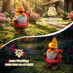 Lavezee Garden Gnome Statue Outdoor Decor, Solar Gnomes with Flamingo Figurine for Garden, Patio, Yard Decor, Summer Pool Party