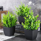 Der Rose 4 Packs Fake Plants Small Artificial Mini Faux Plants for Bathroom Home Office Shelf Black Decor Indoor