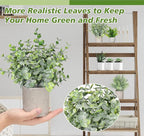 Fake Plants,5Pack Mini Potted Artificial Plant Small Faux Plant Indoor Outdoor for Home Decor,Eucalyptus Greenery Plastic Fake Green Grass Plants for Office Bathroom Shelf Farmhouse Coffee Table Decor