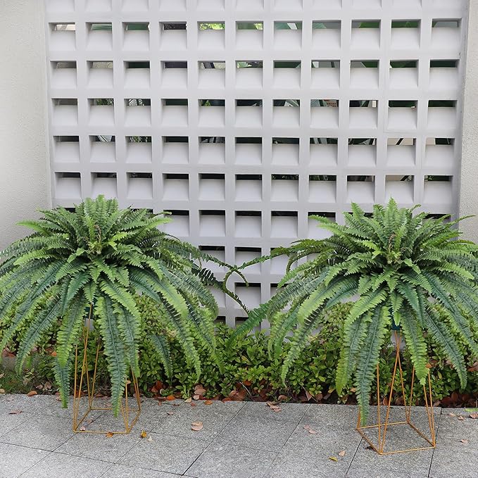 Artificial Ferns for Outdoors, 68" Fake Fern Artificial Plants Large, UV Resistant Faux Boston Fern Suitable for Porch Planters Home Indoors Entrance Patio Garden Porch (1 Stem)