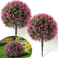 Lunmon 2 Pack 24" Artificial Topiary Ball Plants Trees with Flowers, Outdoor Fake Topiary Plants with Ground Spike, UV Resistant Faux Bushes for Indoor Outdoor Front Door Decor(Rose Pink,Lavender)