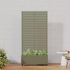 Casaphoria Metal Raised Garden Bed with Trellis and Wheels, 72"x35"x16" Planter Box for Climbing Plants, Vegetables & Vines, Features Drainage Holes and Privacy Screen, Green-Louvered