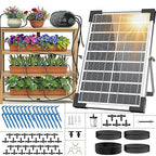 Solar Drip Irrigation System, 8W Powered Auto Watering Kit for 30 Pots, HD LED Display with 22 Timing Modes, Anti-Siphoning & IPX5 Waterproof, Suitable for Outdoor Garden, Balcony & Greenhouse