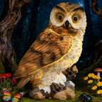 Solar Owl Garden Outdoor Statue,Owls Figurine Sculpture with LED Lights for Porch Patio Lawn Yard Deck Spring Summer Decor - Mother's Day Housewarming Gift for Women Men Owl Lover