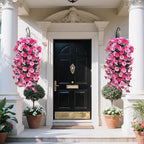 Artificial Flowers for Outdoors Fake Pink Morning Glory Hanging Flower Decoration, 2Pcs Realistic Faux Plants Petunias Long Trailing Vines,Spring Decor for Porch Patio Balcony Planter Yard