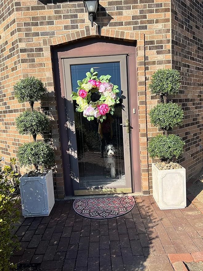 ALL SEASON GREEN 56'' Large Triple Ball Artificial Topiaries Tree UV Pre-Potted Outdoor Plants Porch Decor 2 Pack