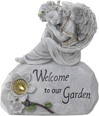 Northlight 10" Religious Peaceful Angel "Welcome To Our Garden" Solar Powered Outdoor Patio Statue