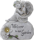 Northlight 10" Religious Peaceful Angel "Welcome To Our Garden" Solar Powered Outdoor Patio Statue