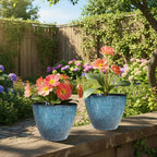 Vanslogreen Plant Pots Set of 2, 8 inch Plastic Planters with Drainage Holes, Modern Glaze Flower Plant Pot for Indoor Outdoor Herb Snake Succulent Plants