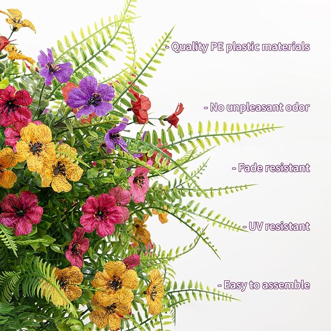 2 Pack Artificial Boxwood Topiary Ball Trees with Colorful Flowers for Outdoor - 23" UV Resistant Artificial Outdoor Shrubs Fake Bushes with Ground Spike for Front Porch Patio Garden Yard - Daisy&Fern