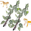 VCEPJH Reptile Climbing Branch Decor 2 Pcs Bendable Jungle Vine with Suction Cup Terrarium Plant Decoration for Gecko Bearded Dragons, Snake,Frogs, Chameleons Cage Accessories (T)