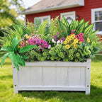 Alupssuc 48Pcs Artificial Flowers and Plants,UV Resistant & No Fade Fake Plastic Greenery Shrubs for Home Garden, Pathway, Front Porch-Spring Summer Decor, Indoor/Outdoor Use,Rosy Purple Yellow Pink