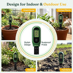 3-in-1 Soil Moisture Meter, Digital Plant Water Meter, Temperature & Sunlight Intensity Sensor, LCD Display Soil Tester for Gardening, Farming, Plant Care, Indoor & Outdoor Plants（Green）