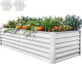 YITAHOME 6x3x2ft Large Raised Garden Bed Kit, Galvanized Metal Planter Box with Gloves, Support Rod, Outdoor Above Ground Planters for Plants, Vegetables, Flowers, Silver