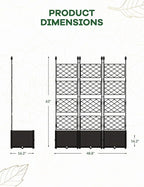 3 PCS Raised Garden Bed with Trellis & Privacy Screen, 50" w x 63" Tall Vertical Garden Planter Box for Climbing Plants - Sturdy Lightweight Outdoor Planter for Vegetables, Flowers on Patio, Balcony