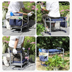 Tovve Foldable Garden Kneeler and Seat, Heavy Duty Garden Stool with 10" Wide Detachable Kneeling Pad, Portable Garden Bench Chair with Large Garden Tool Bag, Gardening Gifts for Women, Seniors, Mom