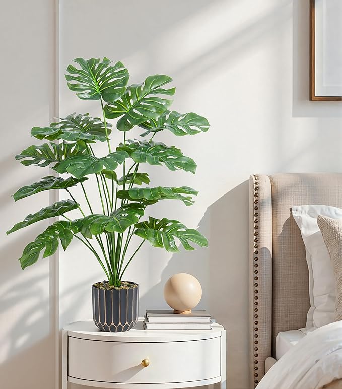 28" Artificial Monstera Plant Tall Fake Faux Plants Indoor Outdoor Tree for Living Room Home House Decoration