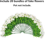 Artificial Flowers for Outdoors Decoration, 20 Bundles White Faux Morning Glory with Eucalyptus Look Real UV Resistant Fake Plants Silk Flowers for Outside Yard Gardens Porch Patio Planter Home Urn