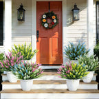 Geegoods Artificial Plants Flowers Outdoor – 24 Bundles UV Resistant Faux Lavender Flowers with Monkey Grass for Garden Porch Window Patio Hanging Planter Decor