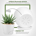 Utopia Home Plant Pots Indoor with Drainage Holes – Set of 5 White Plastic Flower Pots (7/6.6/6/5.3/4.8 Inch) – Modern Planters for Indoor Plants, Room & Office Décor, Great Stocking Stuffers