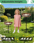 Small Metal Bird Bath for Outdoors, 10" Dia Bowl with Stake Birdbaths Garden Yard Lawn Decor 0.4 Gallon