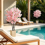 BLOSMON Cherry Blossom Tree for Porch: 5ft Pink Fake Flowers Artificial Tree with Tall Planter for Outdoor Decorations - Faux Sakura Plants for Indoor Home Living Room