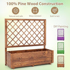 Giantex Raised Garden Bed with Trellis, 39”x14”x40” Wood Elevated Planter Box w/Drainage Hole for Climbing Vine Flower Herb Vegetable Fruit, Planting Container for Indoor Outdoor Patio Balcony