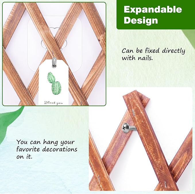 Expandable Garden Lattice Fence, Wooden Trellis for Climbing Outdoor Plants, Stretchable Panel Wall Trellis Vertical Rack Wood Frame Patio Decorative for Vine Ivy Rose
