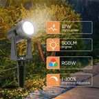SUNTHIN Outdoor Landscape Lighting with Remote, RGBW Color Changing Spot Uplights,4 Pack