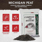 Michigan Peat Compost and Manure Blend, Garden Magic Mix with Odor-Free Blend, 40 Lbs - Outdoor Lawn and Gardening Mixture with Nutrients and Minerals for Soil Potting and Planting