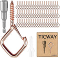 110 PCS Q-Hanger Hooks for String Lights, Ceiling Hangers for Plants & Wind Chimes, Christmas Decorations Outdoor Hooks Rose Gold