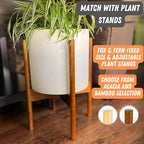 Fox & Fern Plant Pot, Large Plant Pots for Indoor & Outdoor, UV & Frost Resistant Plant Vase with Drainage Plug, Fiberstone, Large Indoor Pots for Plants & Flowers, House Indoor Plant Pot, Single Pot
