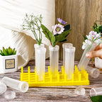 Beeveer 2 Short Peg Rack with 16 Large Floral Tubes Floral Water Tubes for Feeding Fresh Milkweed Cuttings Host Plants Nectar Flowers Habitat Supplies