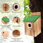 4-Pack Blue Wooden Bird Houses for Outdoors with Predator Guard, Bluebird Houses for Outside – Ideal for Bluebirds & Other Backyard Birds, Green