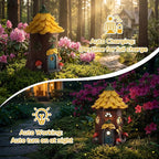 Lavezee Fairy House Outdoor Figurine Lights for Garden Decor, Fairy Garden Houses for Front Porch Patio Backyard Yard Decoration, Birthday Gifts for Mom Women