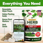 HOME GROWN 10 Herb Seeds for Planting 3,000+ Non-GMO Heirloom Seeds | Extra Large Variety Pack Herb Kit – Indoor Outdoor & Hydroponic | Culinary Seed Set | Grow Your Own Herbs | Gift for Beginners
