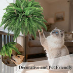 42” Artificial Boston Fern Bush Plant, 2 Faux Ferns for Outdoors Large, Fake Ferns Realistic Artificial Plants with 65 Fronds for Garden Porch Patio Home Office Living Room Decor Green