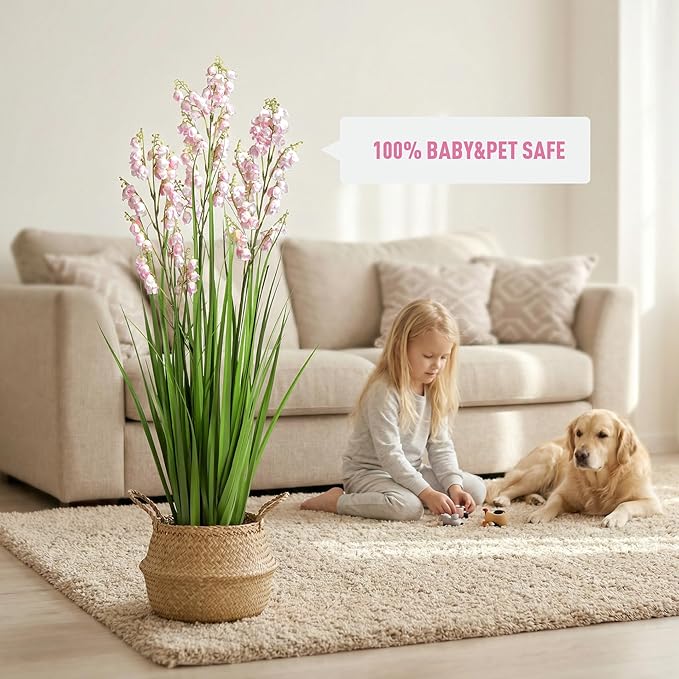Fake Plants Home Decor Fake Flowers Artificial Plants Outdoor Tall Grass Plant Artificial Pampas Grass Decor Artificial Plants Indoor Fake Grass Living Room Decor Artificial Grass 36" 2PCS（Pink）