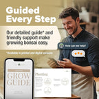 HOME GROWN Bonsai Tree Kit – Grow 4 Bonsai Types Indoors with Complete Starter Kit Including Pots Peat Pellets and Bonus Grow Guide – Unique Gardening Gift for Men Women Beginners
