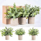 Der Rose 3 Pack Mini Potted Fake Plants Artificial Plastic Eucalyptus Plants Topiaries for Home Office Desk Farmhouse Shelf Room Bathroom Decor(Sage Green)