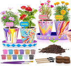 4 Set Paint & Plant Flower Gardening Kit - Gifts for Girls Ages 8-12, Arts and Crafts for Kids Ages 8-12, Kids Gardening Set, Toys Birthday Easter Gifts for Kids Girls Boys Ages 6 7 8 9 10 11 12
