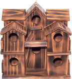 MIXUMON Wooden Bird Houses for Outside – 10 Rooms Multi-Chamber Bird House, Carbonized Pine Rustic Finish, 1.57" Entrance Holes, Individual Cleaning Doors, Decorative Outdoor Bird Nesting Box