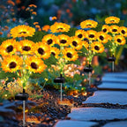 EDOF 2 Pack with 12 Sunflower Solar Lights Outdoor Garden Decor,Solar Flowers Lights Waterproof,Sunflowers Gifts for Mom Women Grandma Birthday,Decorative Stakes Lights for Landscape Yard Patio Lawn