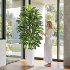 Artificial Dracaena Tree - 7FT Tall Fake Plants with White Tall Planter - Artificial Plants Indoor Floor Plant in Pot - Large Tropical Fake Yucca Potted Tree for Home Office Living Room Decor