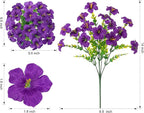 Artificial Flowers for Outdoors Decoration, 20 Bundles Purple Faux Morning Glory with Eucalyptus Look Real UV Resistant Fake Plants Silk Flowers for Outside Yard Gardens Porch Patio Planter Home Urn