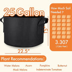 Gardzen 10-Pack 25 Gallon Grow Bags, 300G Thickened Aeration Fabric Pots with Handles, Heavy Duty Cloth Pots for Plants