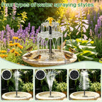 Solar Water Fountain, Upgrade Solar Fountain Pump Kit with 4 Nozzles & 9.94ft Cable, Outdoor 2w Solar Fountain for Bird Bath, Garden, Pool, Pond