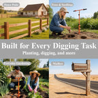 2026 Hand Auger Post Hole Digger Kit – 25.5×40in Manual Auger Post Hole Digger with 3.95" & 5.9" Auger, Fence Post Digger, Garden Hole Digger Tool for Bulbs, Trees, Plants, Umbrella, Fence Posts
