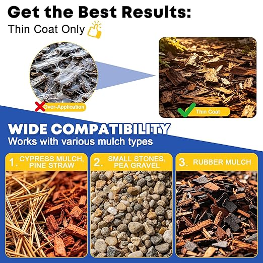 Mulch Glue for Landscaping, 1 Gallon Ready-to-Use Rock & Gravel Glue, Fast-Drying Mulch Adhesive, No Dilution Landscape Binder, Pet & Plant Safe for Mulch, Pebbles, Stones & Garden Beds